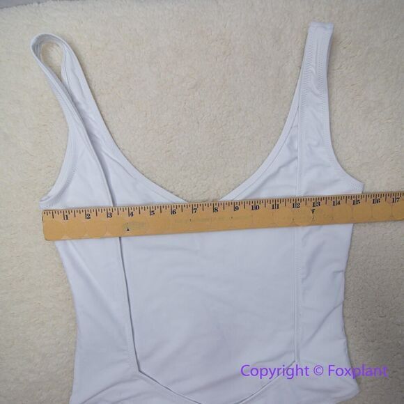 NEW Allsisters isometric one piece plunge open back swimsuit white, size L - Picture 8 of 14